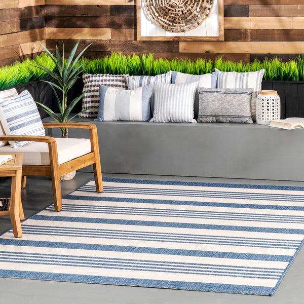 Nuloom Robin Multi Stripe Indoor/Outdoor Area Rug Blue