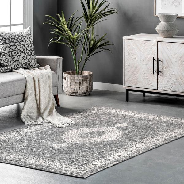 Nuloom Ronnie Flatweave Traditional Medallion Area Rug Gray