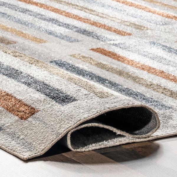 Nuloom Ros Striped Columns Machine Washable Area Rug Beige