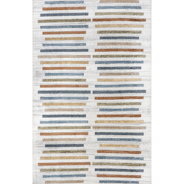 nuloom Ros Striped Columns Machine Washable Area Rug Beige