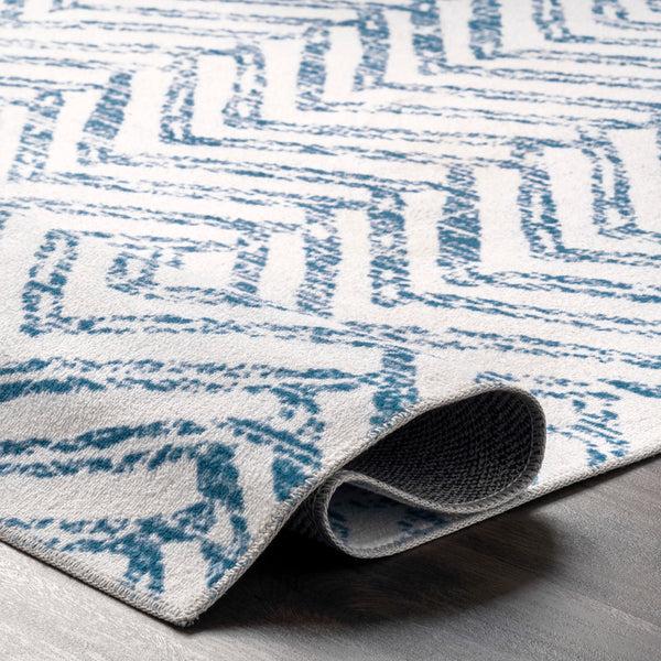 Nuloom Rosanne Machine Washable Geometric Area Rug Blue