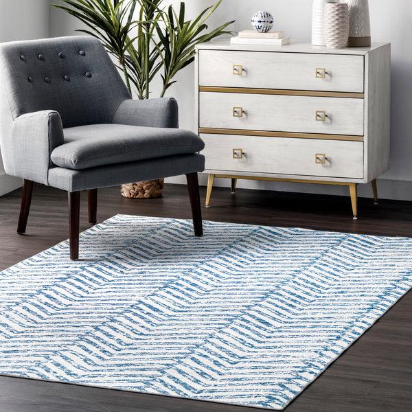 Nuloom Rosanne Machine Washable Geometric Area Rug Blue