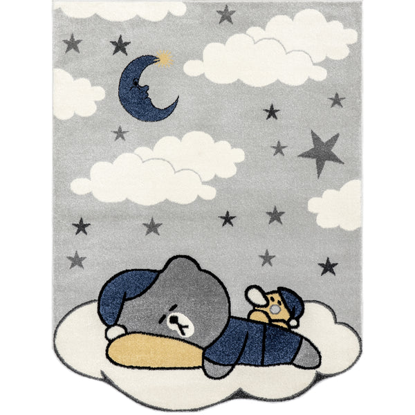 nuloom Ryder Sleeping Bear Kids Area Rug Light Grey