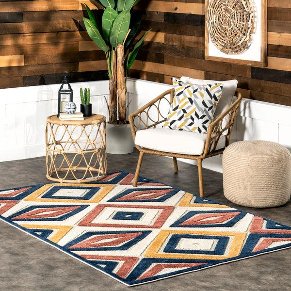 Nuloom Salena Transitional Diamond Indoor/Outdoor Area Rug Blue