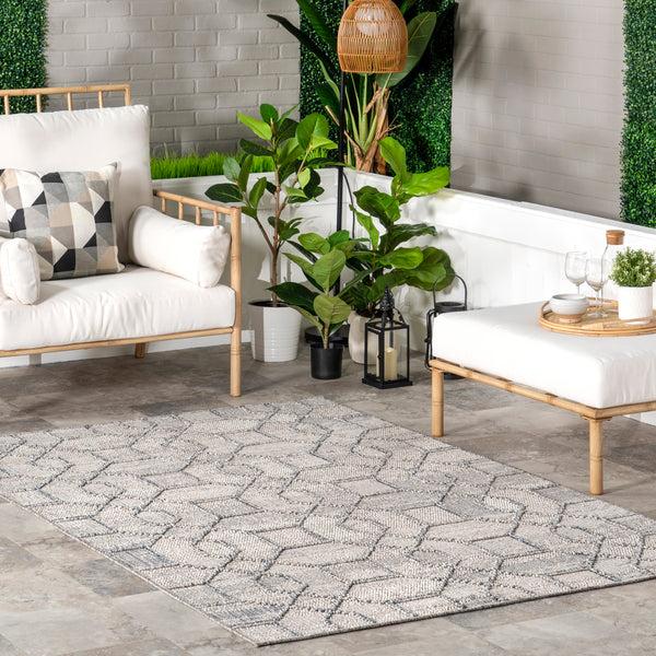 Nuloom Sandee High-Low Chain Links Indoor/Outdoor Area Rug Light Gray
