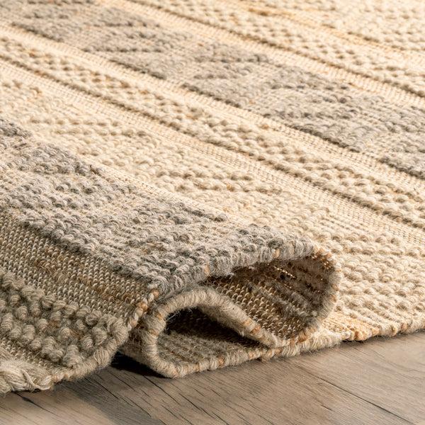 Nuloom Sari Wool And Jute Textured Global Inspired Braided Tassel Area Rug Natural