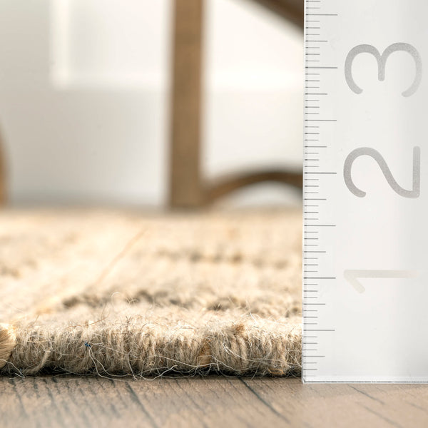 Nuloom Sari Wool And Jute Textured Global Inspired Braided Tassel Area Rug Natural