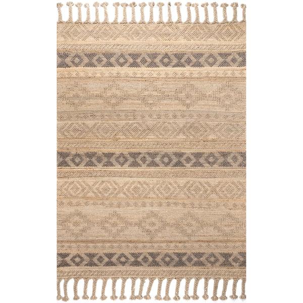 nuloom Sari Wool and Jute Textured Global Inspired Braided Tassel Area Rug Natural