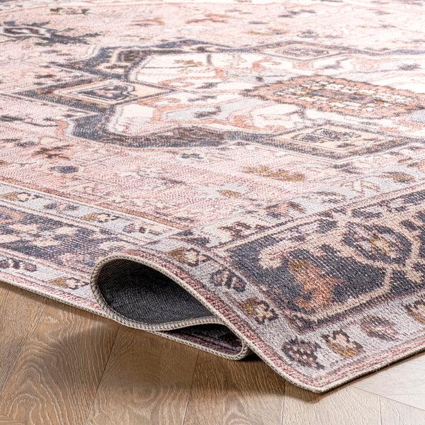 Nuloom Sasha Machine Washable Medallion Area Rug Pink