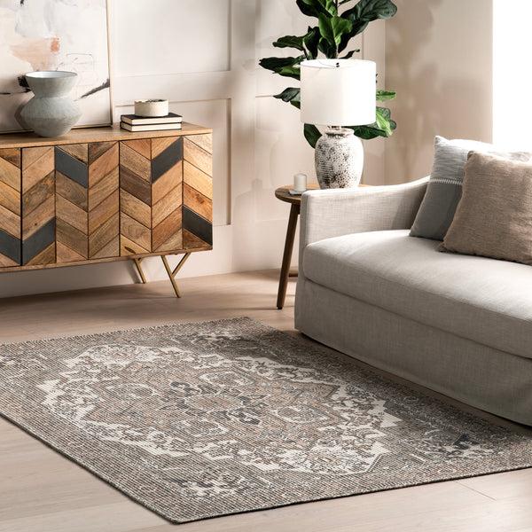 Nuloom Sausha Traditional Medallion Indoor/Outdoor Area Rug Grey