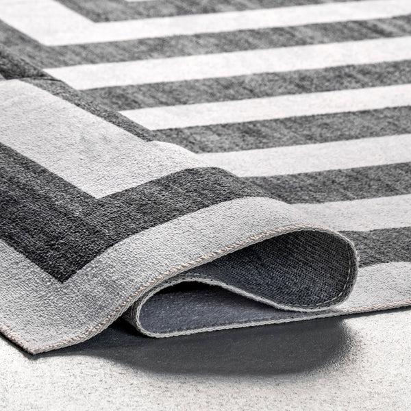Nuloom Sharri Modern Striped Machine Washable Area Rug Grey