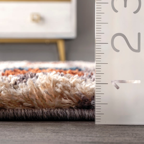 Nuloom Skyla Tribal Banded Shag With Tassel Area Rug Multi