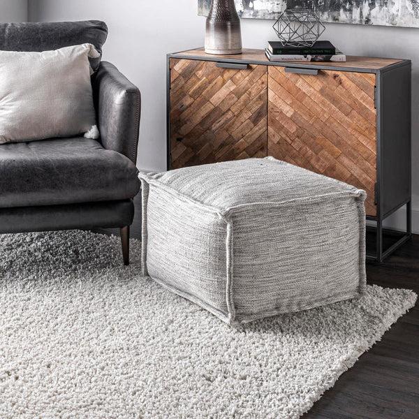 Nuloom Sofia Casual Solid Indoor/Outdoor Filled Ottoman Pouf Gray