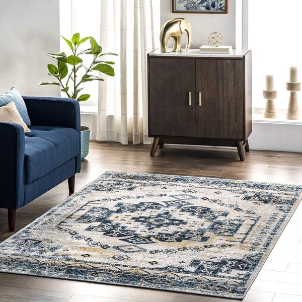 Nuloom Sonya Machine Washable Vintage Medallion Area Rug Blue