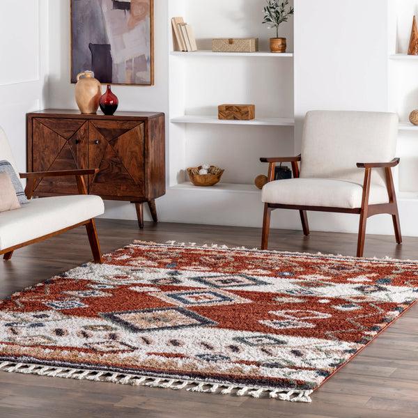 Nuloom Southwestern Rosemarie Moroccan Tassel Shag Area Rug Red