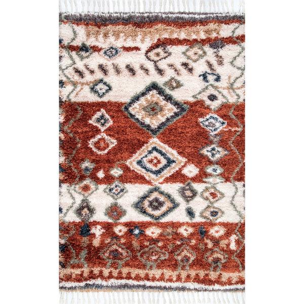 nuloom Southwestern Rosemarie Moroccan Tassel Shag Area Rug Red