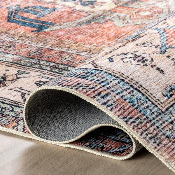 Nuloom SplashGuard Machine Washable Area Rug Light Rust