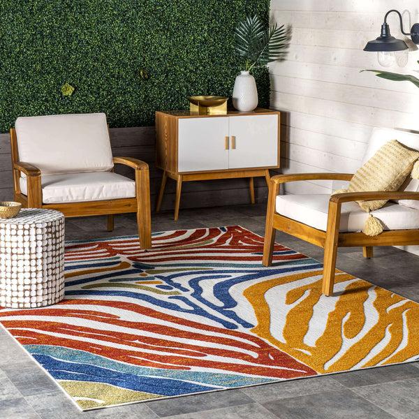 Nuloom Summer Textured Zebra Stripes Indoor/Outdoor Area Rug Beige