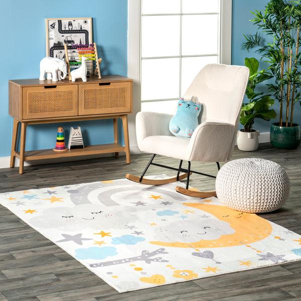 Nuloom Sweet Dreams Machine Washable Kids Area Rug White Multi