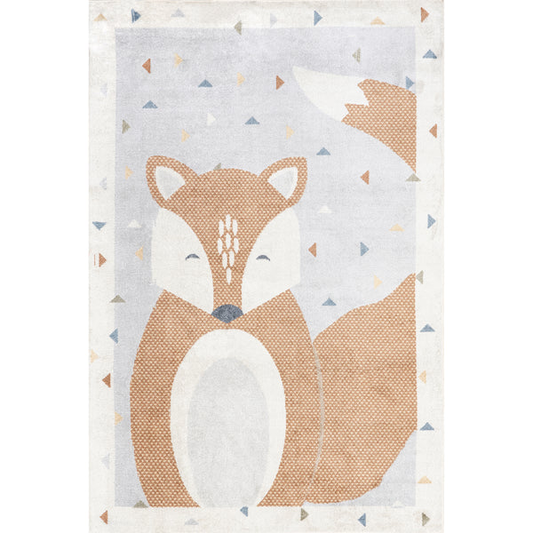 nuloom Talia Bashful Fox Kids Machine Washable Area Rug Beige