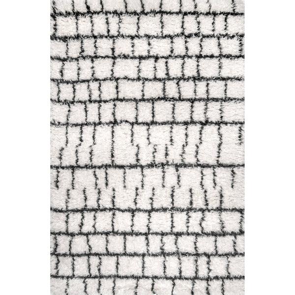 nuloom Tamra Geometric Cozy Soft & Fluffy Shag Area Rug Beige