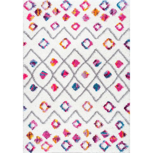 nuloom Tatyana Moroccan Diamond Trellis Shaggy Pink