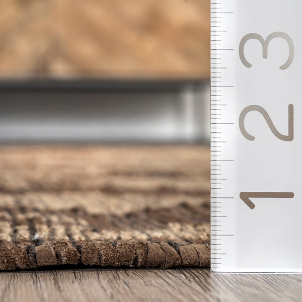 Nuloom Tegan Bohemian Diamond Leather And Jute Area Rug Natural