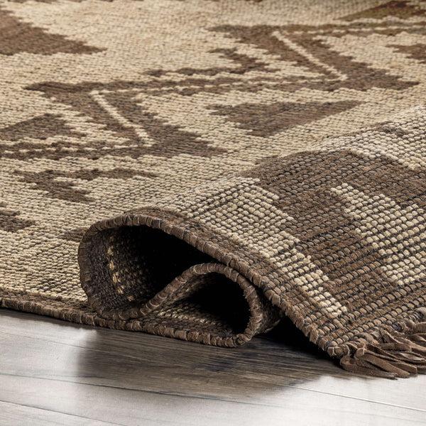 Nuloom Tegan Bohemian Diamond Leather And Jute Area Rug Natural