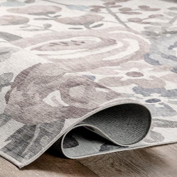 Nuloom Tiffani Floral Machine Washable Stain-Resistant Area Rug Ivory