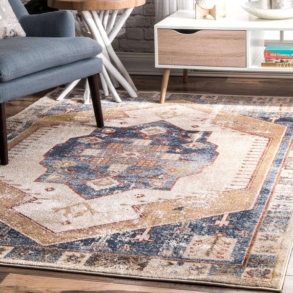 Nuloom Transitional Chivonne Medallion Area Rug Blue
