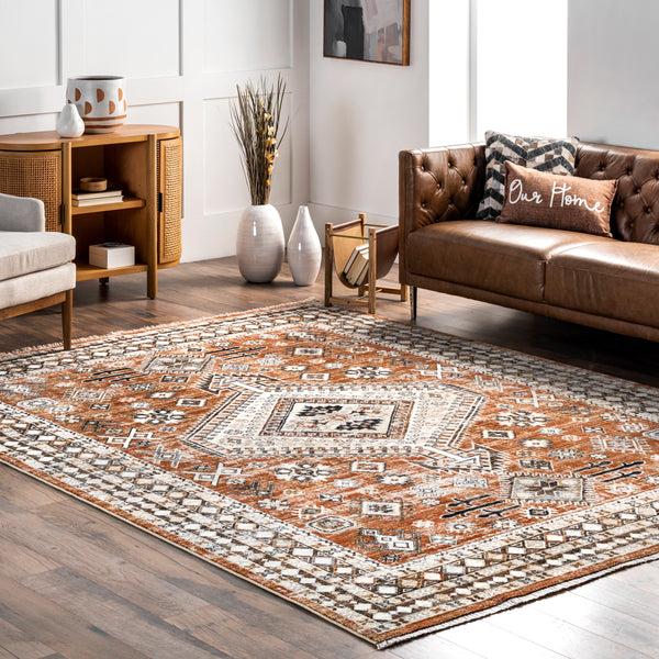 Nuloom Vanesa Transitional Medallion Fringe Area Rug Rust