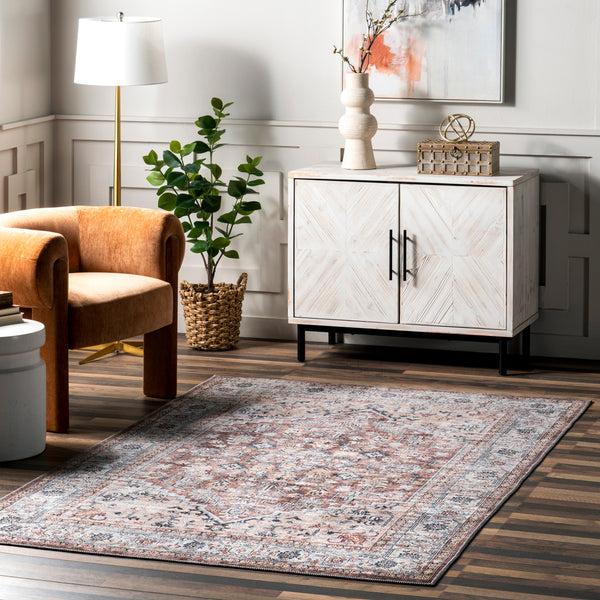 Nuloom Varela Traditional Medallion Machine Washable Area Rug Blush