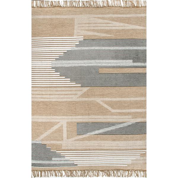 nuloom Vida Hand Woven Abstract Jute Tassel Area Rug Beige