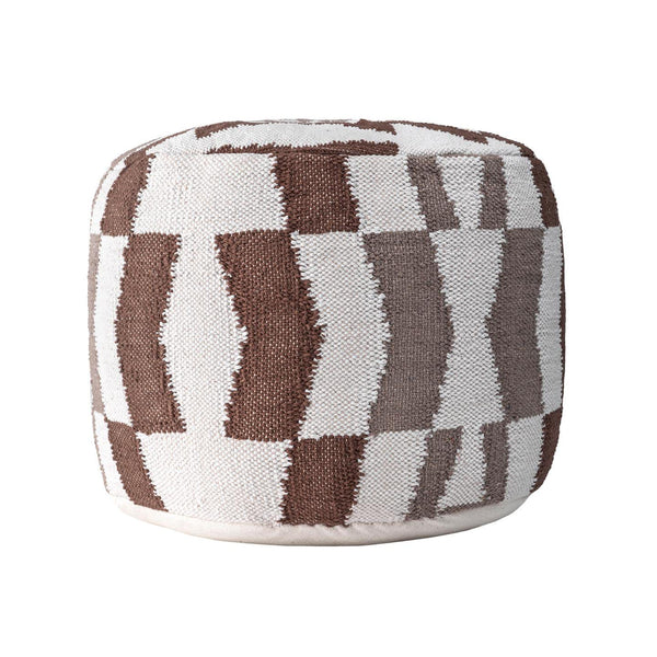 nuloom Vienna Herringbone Filled Ottoman Pouf Ivory