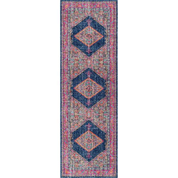 Nuloom Vintage Bordered Medallion Adame Area Rug Navy