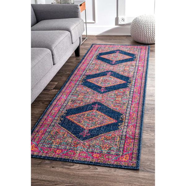 Nuloom Vintage Bordered Medallion Adame Area Rug Navy