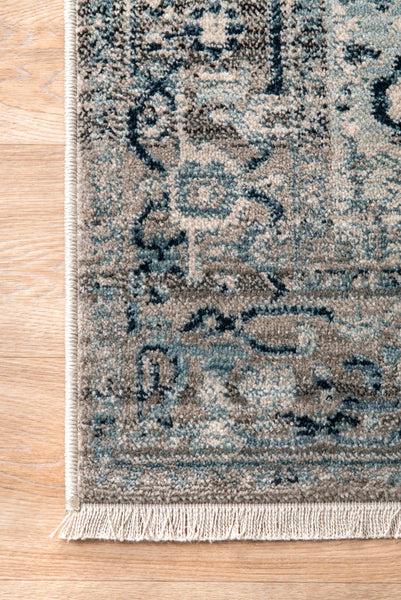 Nuloom Vintage Harriet Medallion Fringe Area Rug Light Blue