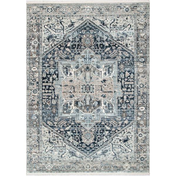 nuloom Vintage Harriet Medallion Fringe Area Rug Light Blue