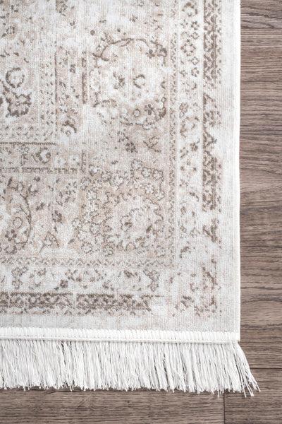 Nuloom Vintage Medallion Cantrell Fringe Area Rug Ivory