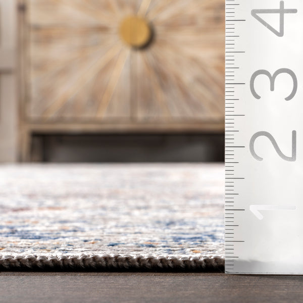 Nuloom Vintage Medallion Machine Washable Area Rug Light Gray