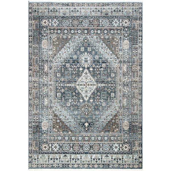 nuloom Vintage Melani Medallion Fringe Area Rug Light Blue