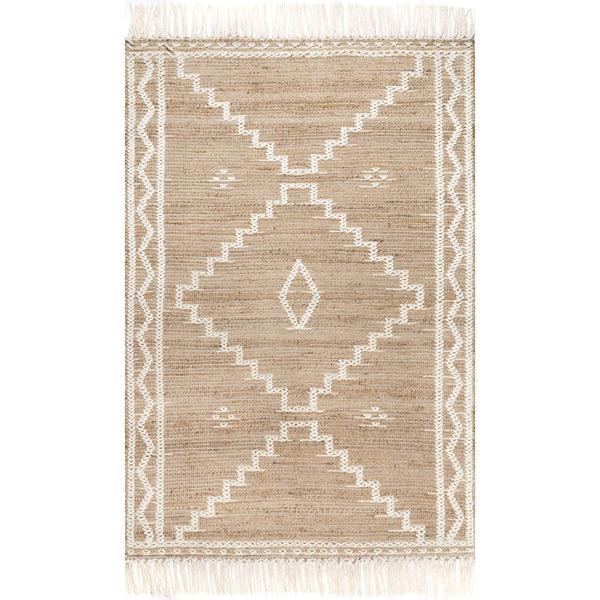nuloom Viola Hand Loomed Jute and Wool Textured Tassel Area Rug Natural