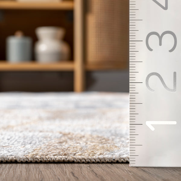 Nuloom Virginie Floral Machine Washable Area Rug Beige