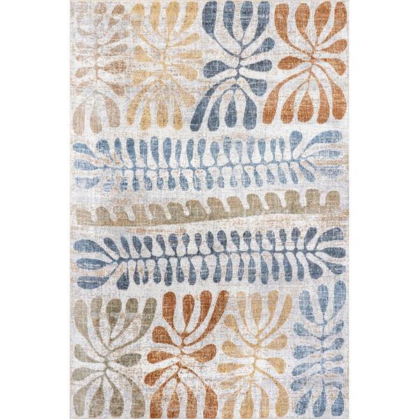 nuloom Virginie Floral Machine Washable Area Rug Beige