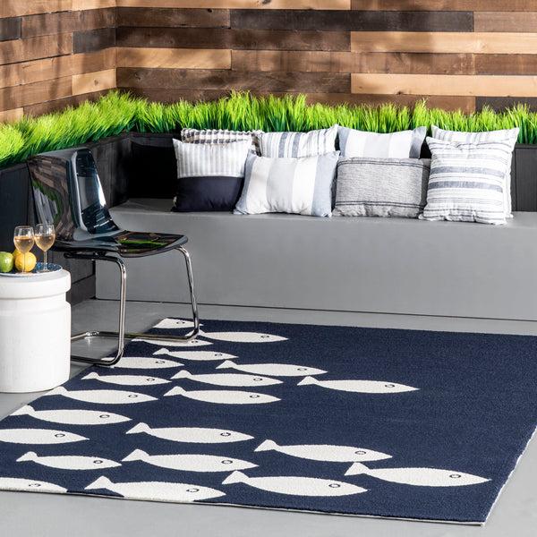 Nuloom Vivienne Hand Hooked Indoor/Outdoor Area Rug Navy