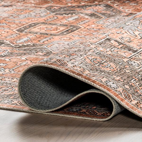 Nuloom Wrenley Medallion Machine Washable Area Rug Sienna Brown