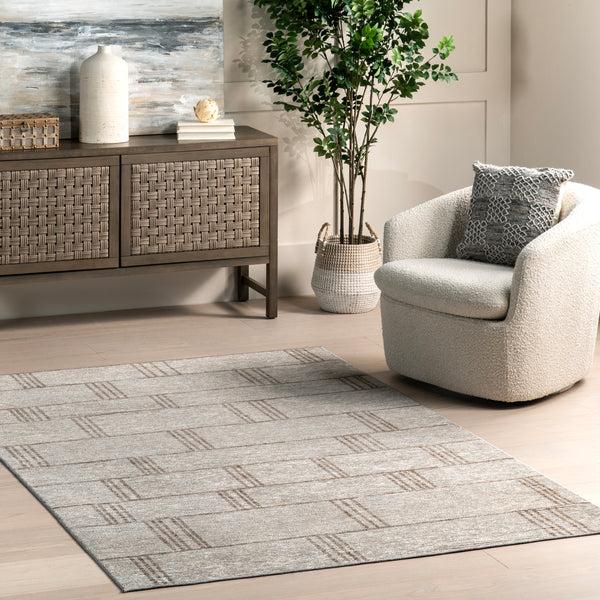 Nuloom Yadira Geometric Machine Washable Area Rug Beige