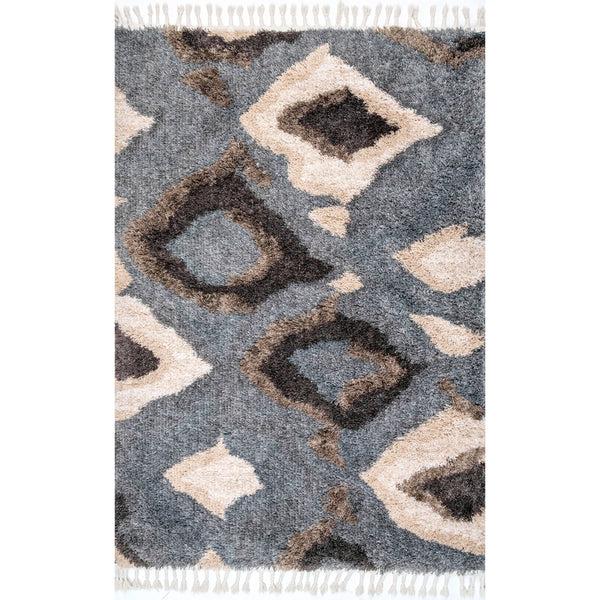 Nuloom Zaniyah Abstract Iris Shag With Tassel Area Rug Blue