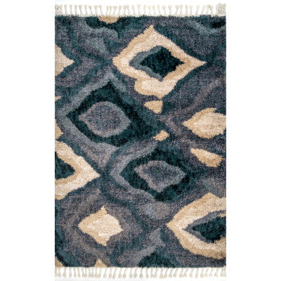 nuloom Zaniyah Abstract Iris Shag with Tassel Area Rug Blue