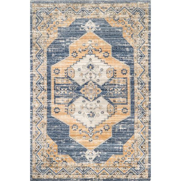 nuloom Zazie Traditional Machine Washable Indoor/Outdoor Area Rug Blue